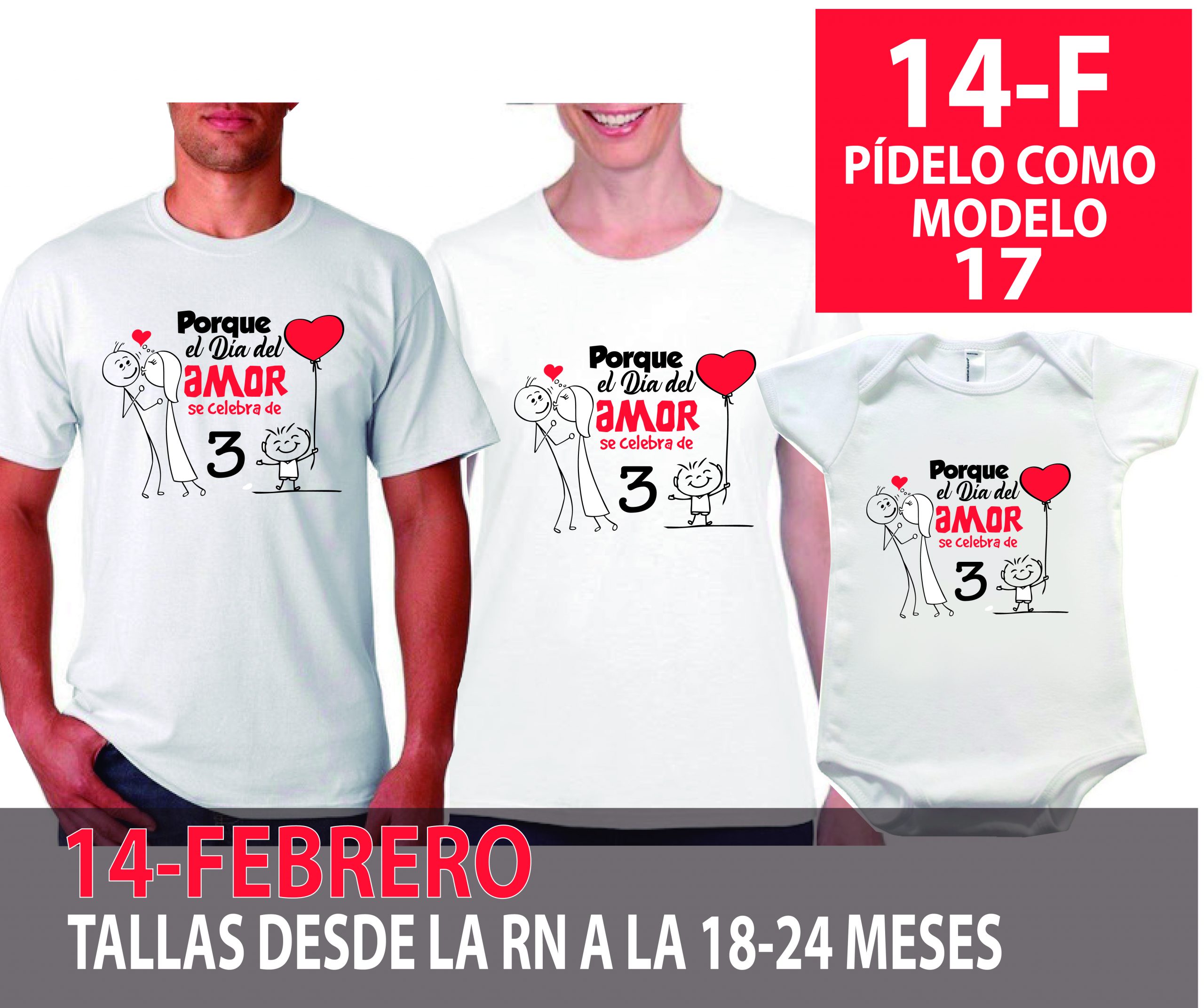 El día del amor se celebra de 3, 3 prendas (mod 17)