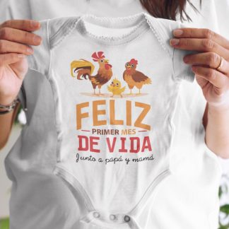 Feliz primer mes de vida junto a papá y mamá en caja de regalo