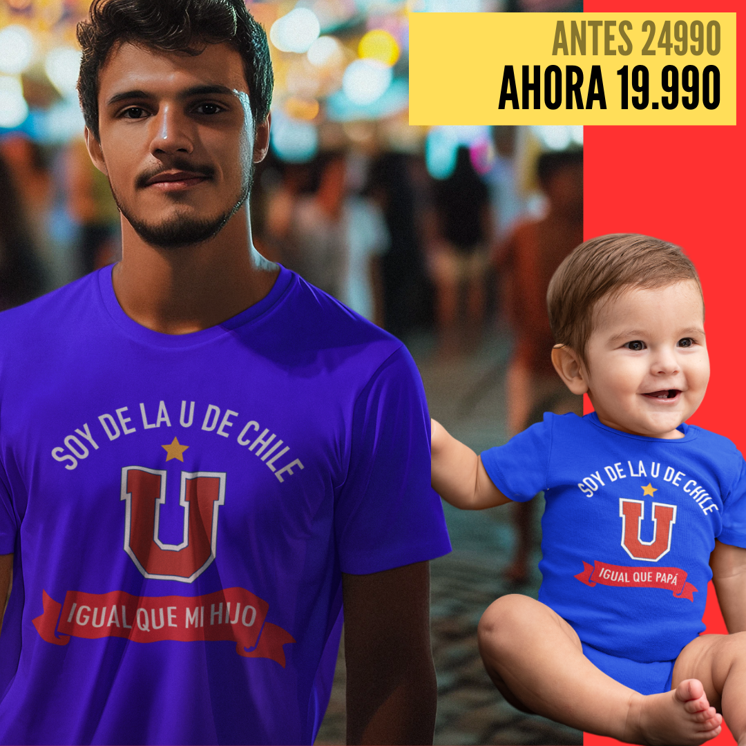 Polera U de chile papá más bebé