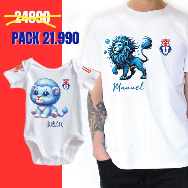 PACK u de chile, leon papá mas bebé