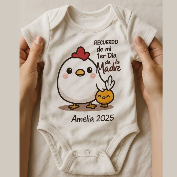 Recuerdo de mi primer día de la madre, gallina, pollito.