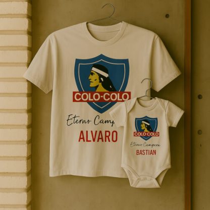 Polera hombre más body bebé, Eterno campeón