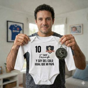 Body de colo colo mas llavero elegante para papá de madera en laser