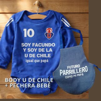 Pack BODY U de Chile mas pechera parrillera para bebé