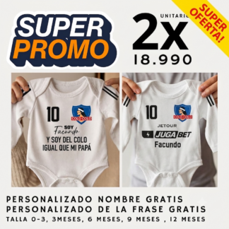 PACK 2 bodys soy de colo colo mas jugabet