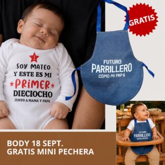 BODY soy (nombre) y este es mi primer 18 + mini pechera parrillera