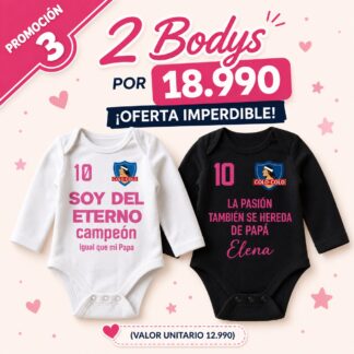 Pack 2 bodys colo colo niña, soy del eterno, la pasión tambien se hereda